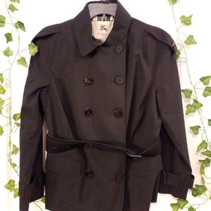 Burberry Wool Peacoat, US Size 10, Black, With Belt, NWOT